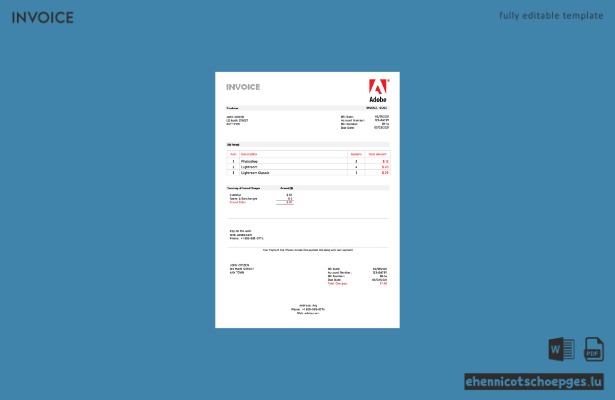USA Adobe-Rechnungsbeispielvorschau